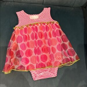 Bonnie Baby Striped Baby Dress with tulle skirting